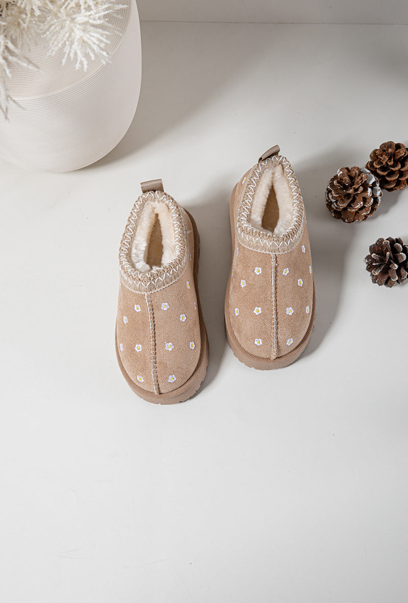 Bottine basse à fleur beige