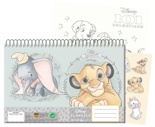 Carnet de croquis en spirale Disney Classic A/4 avec 40 pages et autocollants roi lion