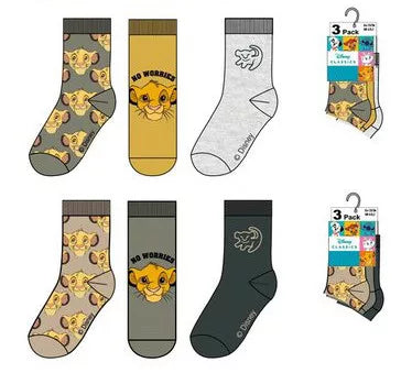 Lots de 3 paires de chaussettes roi lion