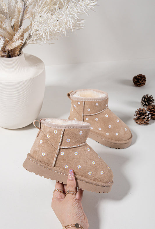 Bottines à fleur beige