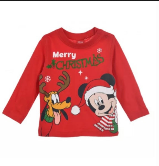 t-shirt Noël bébé Mickey rouge