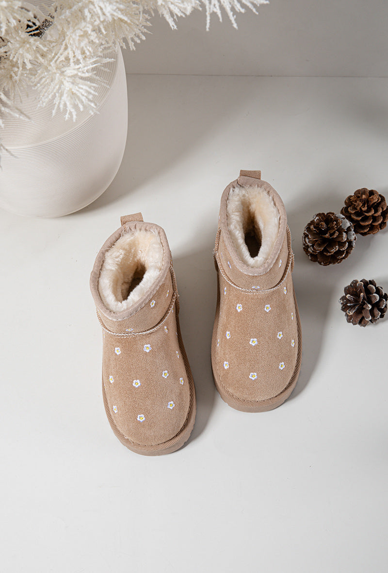 Bottines à fleur beige