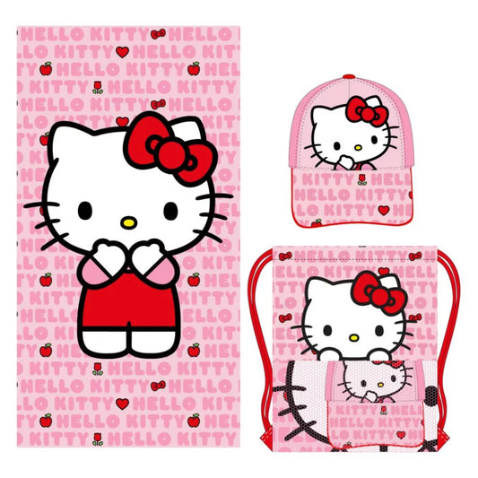 SAC + SERVIETTE + CASQUETTE hello kitty