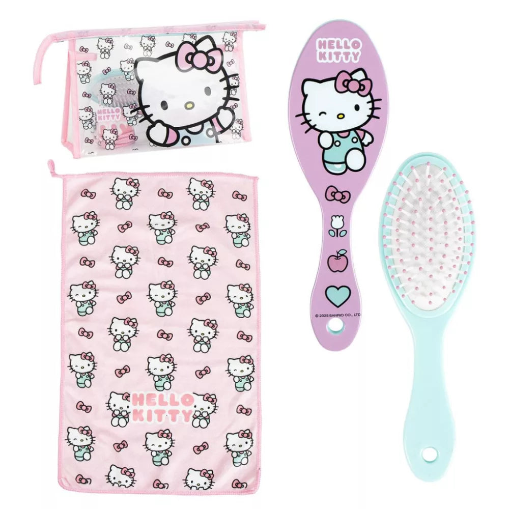 Set de toilette brosse + trousse + serviette hello kitty