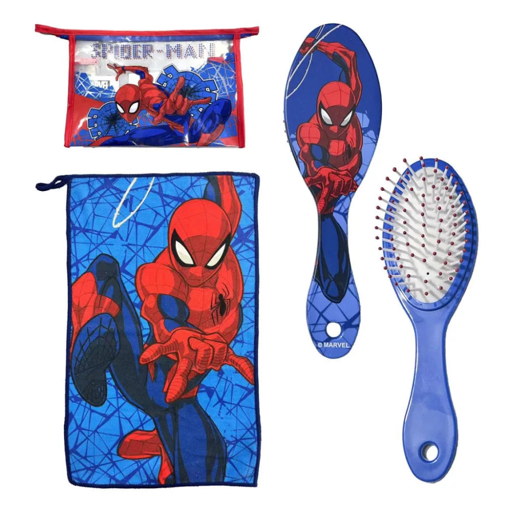 Set de toilette brosse + trousse + serviette Spiderman