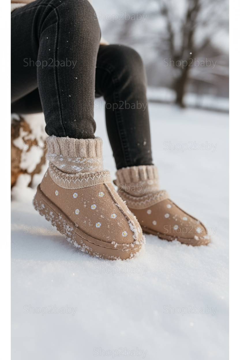 Bottine basse à fleur beige