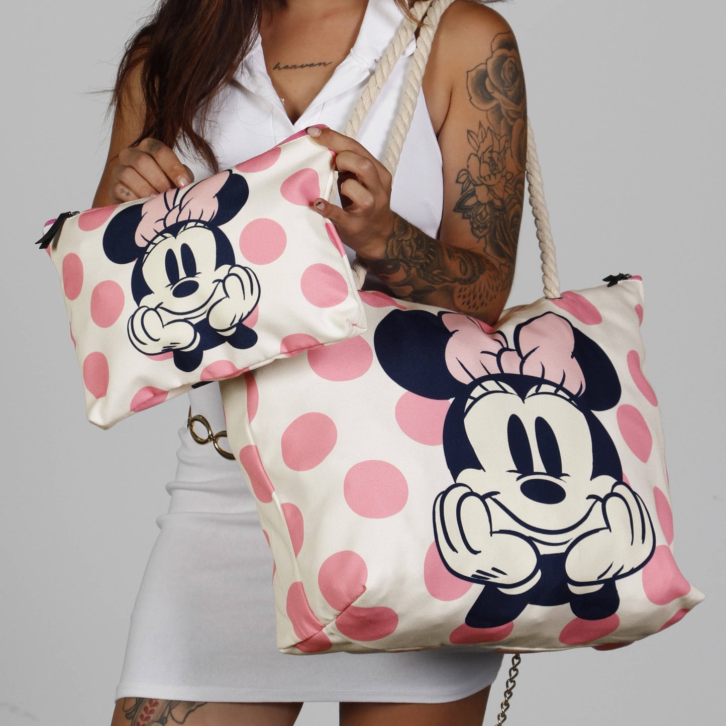 Disney Minnie Mouse Dots-Sac de Plage Soleil, Rose